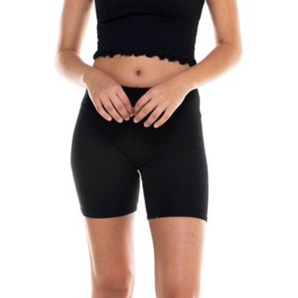 Black Cotton Mid Length Biker Shorts - Picture 4 of 4